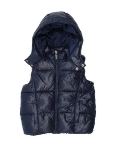 BENETTON Girls Hooded Padded Gilet 6-7 Years Small Navy Blue Polyester BA22 - Picture 1 of 4