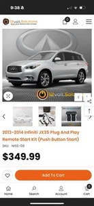 2013 Infiniti JX35 Plug And Play Remote Start NISS-08 With Push Button Start - Picture 1 of 8