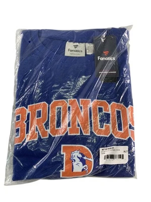 FANATICS Denver Broncos Shirt Mens XLT Blue NFL Football Long Sleeve Thermal Crewneck