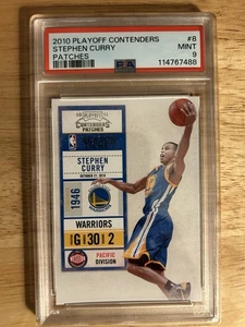 2010 Playoff Contenders #8 Stephen Curry Patches Season Ticket - PSA 9 - Picture 1 of 2