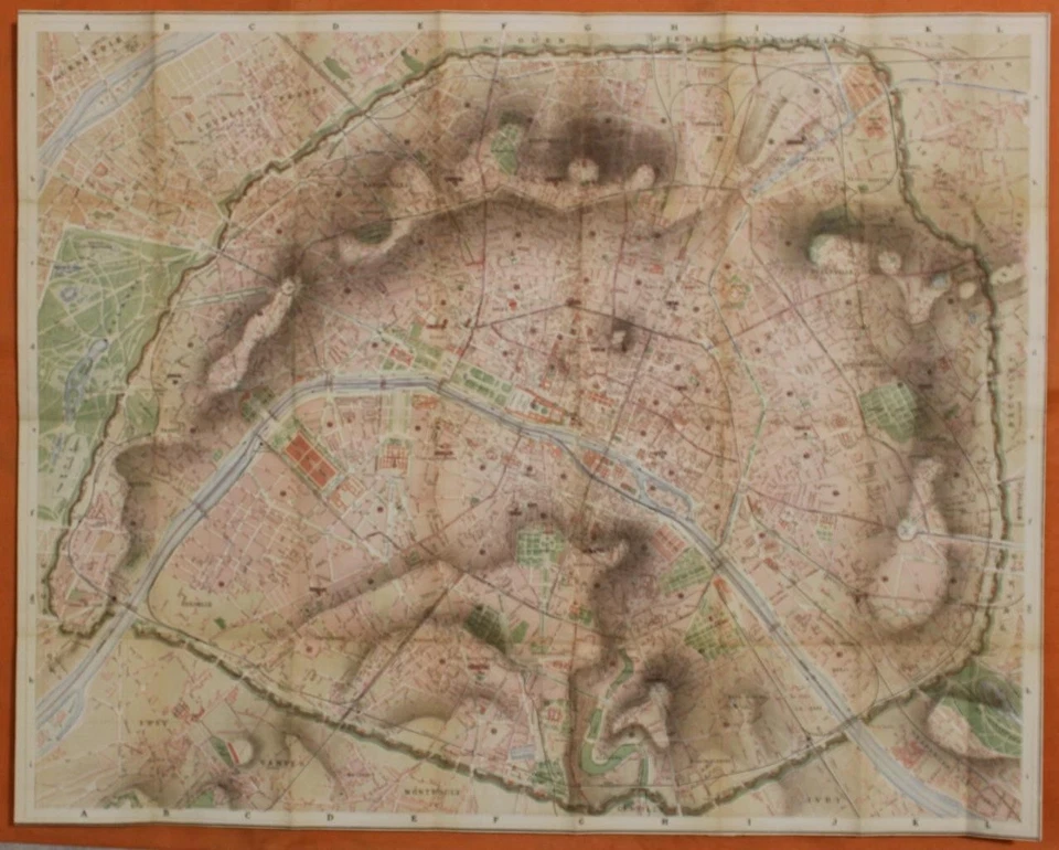 PARÍS FRANCIA 1878 LE BÉALLE GRANDE ANTIGUO ORIGINAL COLOR LITOGRÁFICO MAPA DE LA CIUDAD Foto 1 de 1