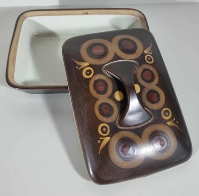 Plato de servir rectangular con tapa Denby Arabesque - 27 x 21 x 6 cm - Vintage años 70 Foto 1 de 4