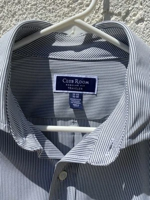 CLUB ROOM Pinstripes Egypt Dress Shirt Regular M 15-15 1/2 Wedding Professional - Image 1 of 4