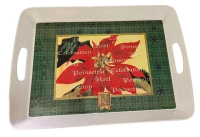 Bandeja para servir melamina Presidio 18,25 x 12,75" Noël Poinsettia vacaciones de Navidad Foto 1 de 4