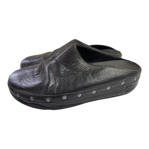 FitFlop Women's Gogh Studsy Pebble Leather Mule Black Sz 9 Clog Comfort - Picture 1 of 10