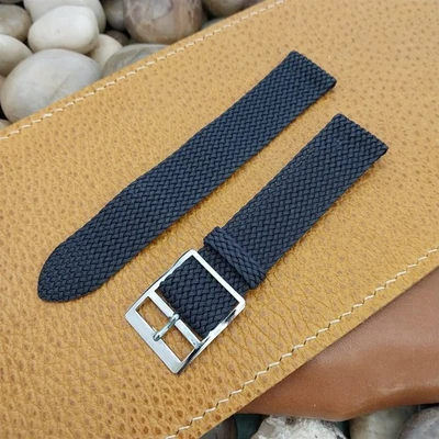 Correa de reloj Perlon Mesh 2 piezas azul 18 mm años 60 nos vintage y hebilla plateada Foto 1 de 4