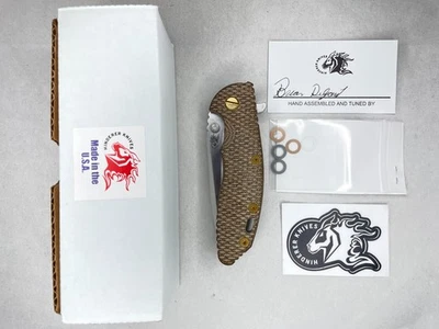 RARE Hinderer XM-18 3.5" Textured micarta Brass hardware S45VN Tryway Spearpoint - Image 1 of 4