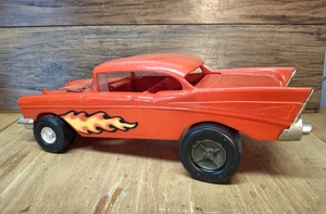 Toy Car Processed Plastics '57 Chevy Hot Rod Redish Orange Large Scale 14" Long - Picture 1 of 11