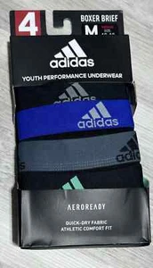 ADIDAS 4-PACK YOUTH AEROREADY BLACK/RED PRINT BOXER BRIEFS SIZE MEDIUM (10-12) - Picture 1 of 4