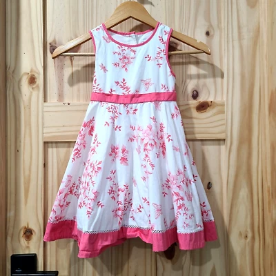 Vestido Polly & Friends Niñas Rosa Blanco Floral Lentejuelas Tule Falda en Capas Talla 5 Foto 1 de 4