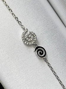 Pulsera de playa personalizada de plata 925 espiral concha costera circonita cúbica encanto regalo - Imagen 1 de 11