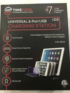 TIMSTOOL 6 USB Charging Station For Multiple Devices -No Buzz - LED indicatio... - Picture 1 of 4