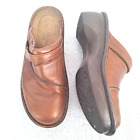 Naot Wedge Slide Mule Clog Closed Toe  Leather Siz 38  7-7.5 Brown Strap Israel