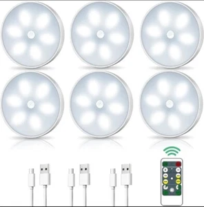 LED Closet Lights Motion Sensor Puck Light, USB Rechargeable Battery Power Puck - Picture 1 of 4