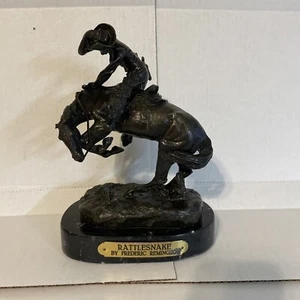 “Rattlesnake” By Frederic Remington 9” Bronze Statue On A 1” Marble Base - Picture 1 of 9