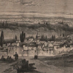 Syrie - Damas - vue prise colline de Salahiyeh - Gravure de presse 1865 - Picture 1 of 2