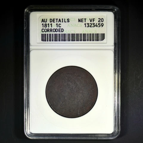 1811 CLASSIC HEAD LARGE CENT ✪ AU ALMOST UNC DETAILS ✪ 1C CORRODED ◢TRUSTED◣ Cover