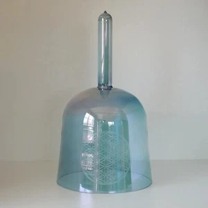 6.5 inch A Cosmic Light Blue Handle Crystal Singing Bowl with Customized Graving - Picture 1 of 6