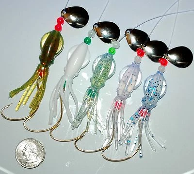 GAMAKATSU, B2 SQUID ULTRAVIOLET FLUKE FLOUNDER B2 SQUID FISHING RIGS LURES MUSTAD BASS (FREE LURES)