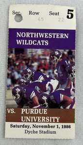 CFB 1986 11/01 Purdue at Northwestern Wildcats Ticket-Jeff George,Rod Woodson