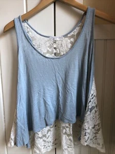 Forever 21 Baby Doll Top, light blue & ivory lace, sz. large - Bild 1 von 11