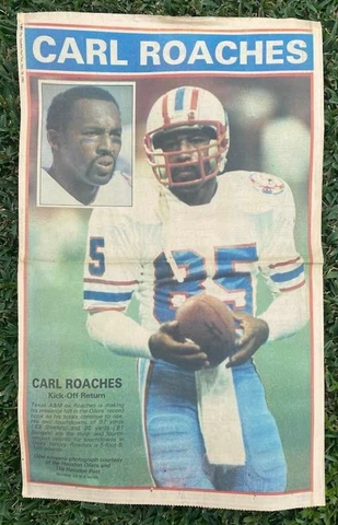 CARL ROACHES HOUSTON OILERS - HOUSTON POST NEWSPAPER POSTER-11/18/1984-22X28 Cover