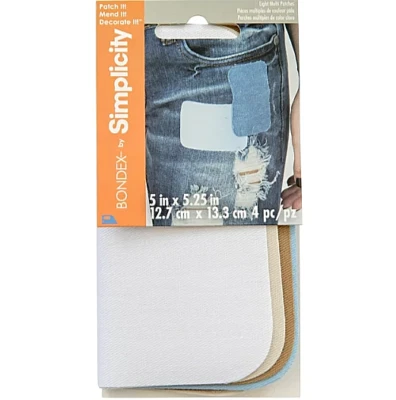 BONDEX by Simplicity Light Multi Denim 5"x5.25" Iron-On Patches, 4 Pieces - Image 1 of 2