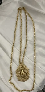vintage gold tone long necklace double chained - Picture 1 of 3
