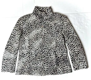 Erin London Women's Small Black White Full Zip Animal Print Jacket Leopard - Picture 1 of 7