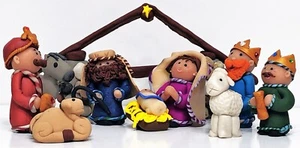 11 Piece Handmade Polymer Clay Nativity Set (N177) *Pre-Owned* - Picture 1 of 10