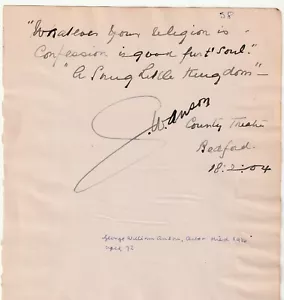 1904 GEORGE WILLIAM ANSON ACTOR AUTOGRAPH & FEW LINES - BEDFORD THEATRE - £9.99 - Foto 1 di 1
