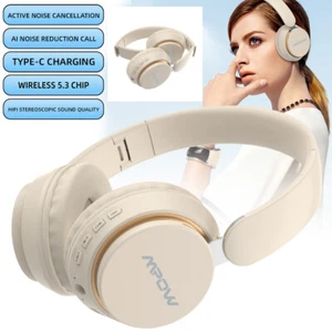 Mpow Active Noise Cancelling Wireless Bluetooth 5.3 Headphones Over Ear Headsets - Picture 1 of 15