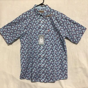 ARIAT Wrinkle Free Wrigley Classic Fit Shirt Mens L Short Sleeve Hawaiian NWT - Picture 1 of 12