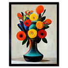Vibrant Bright Flower Bouquet Painting Framed Wall Art Picture Print 12x16