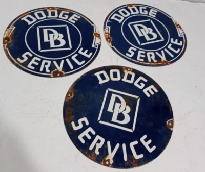 Dodge Service Porcelain Enamel Sign 12 x 12 Inches 1 Sided - Image 1 of 4