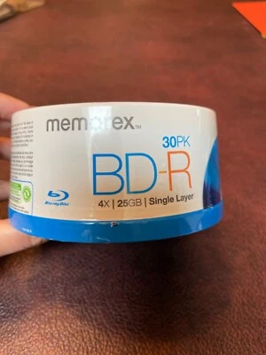 Memorex Blu-Ray BD-R 4 x 25GB  (30 Pack) Single Layer Disks NEW SEALED - Image 1 of 4