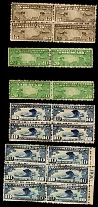 US #C8 Block 4, #C9 4 Singles, #C10 Block 4/PB 4 F-VF PH/MNH (CV $210+) - Picture 1 of 12