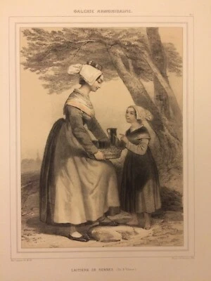 Femmes de Rennes, Bretagne, lithographie Lalaisse, Galerie Armoricaine - Photo 1/2