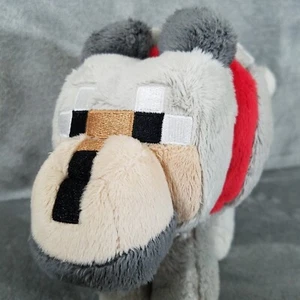 2014 Mojang Plush Minecraft Gray Wolf Red Collar Stuffed Toy 12" - Picture 1 of 10