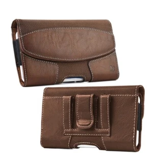 For LG STYLO G5 Horizontal Leather Pouch Belt Clip Holster Case Cover-Brown - Picture 1 of 7