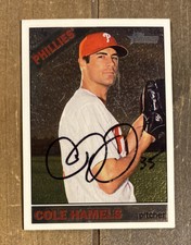 COLE HAMELS PHILADELPHIA PHILLIES AUTOGRAPHED SIGNED BASEBALL CARD