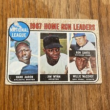 1968 Topps 1967 NL Home Run Leaders Aaron Wynn Santo McCovey #5 Creases Poor