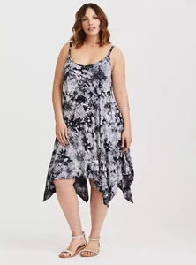 Torrid Black White Tie Dye Midi Jersey Trapeze Dress Plus Size 3, 3X Super Soft - Picture 1 of 13