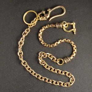 Brass Wallet Key Chain Belt Skull U Hook Clip Bow Shackle Connect Biker Punk - Picture 1 of 11