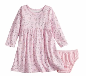 Disney Minnie Mouse Skater Dress Pink Long Sleeve Jumping Beans Baby Bloomers - Picture 1 of 2