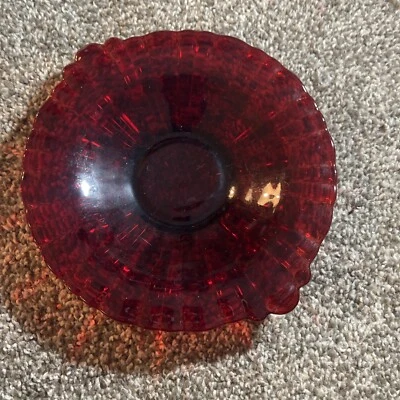 Old Cafe Royal Ruby Round Mint Tray Anchor Hocking Ridges Depression Glass - Image 1 of 2