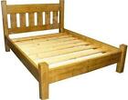 Solid Wood 4`6" Double Bed With Slatts For Mattress Rustic Plank Pine Furniture