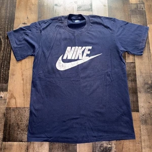 Vintage Nike Shirt 80s Blue Tag Swoosh Logo Sportswear Grunge Faded Medium - Picture 1 of 9