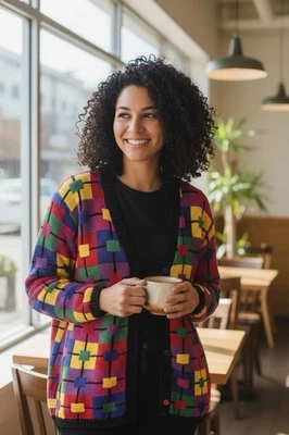 Vintage Marisa Christina Cardigan Womens M Multicolor Knit Button Sweater 90s - Image 1 of 4