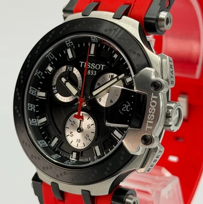 TISSOT T-Race Chronograph Quartz Black Dial Red Band Watch T115.417.27.051.00 - Image 1 of 4
